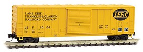 50' Rib-Side Single-Door Boxcar No Roofwalk - Ready to Run Lake Erie, Franklin & Clarion #1004 (yellow, black, Per Diem Series #8) - Z-Scale