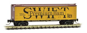 40' Wood-Sheathed Ice Reefer - Ready to Run Swift Refrigerator Line 18792 (yellow, Boxcar Red, Premium Ham) - Z-Scale