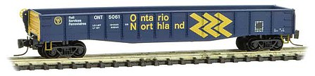 Micro-Trains 50 Fishbelly Drop-End Gondola - Ready to Run Ontario Northland 5061 (blue, yellow, Chevron Logo) - Z-Scale