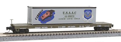 Micro-Trains 60 Steel Flatcar w/40 Container Load USAAC #667409 Z Scale Model Train Freight Car #52400102