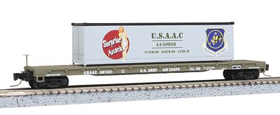 Micro-Trains 60 Steel Flatcar w/40 Container Load USAAC Z Scale Model Train Freight Car #52400103