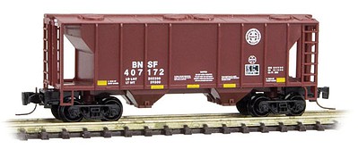 Micro-Trains PS-2 70-Ton 2-Bay Covered Hopper - Ready to Run Burlington Northern Santa Fe #407172 (Mineral Red w/Circle Cross Logo) - Z-Scale