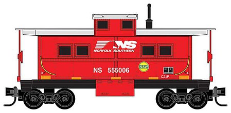 Micro-Trains Steel Center-Cupola Caboose - Ready to Run Norfolk Southern 555006 (red, silver, N&W Hamburger Logo, Horse Head Logo) - Z-Scale