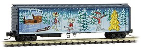 51' Riveted-Side Mechanical Reefer - Ready to Run 2017 Micro-Mouse Christmas Car (blue, green, white) - Z-Scale