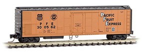 Micro-Trains 51' Riveted-Side Mechanical Reefer Ready to Run Pacific Fruit Express 300535 (orange, black, black UP & SP Logos) Z-Scale Micro-Trains 51' Riveted-Side Mechanical Reefer Ready to Run Pacific Fruit Express 300535 (orange, black, black UP & SP Logos) Z-Scale