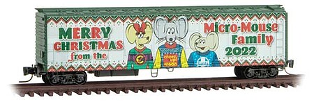 Micro-Trains 51 Riveted-Side Mechanical Reefer - Ready to Run 2022 Micro-Mouse Christmas (white, green, red) - Z-Scale