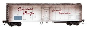 Micro-Trains 51' Riveted-Side Mechanical Reefer Ready to Run Canadian Pacific (Weathered, silver, red, Script Lettering) Z-Scale Micro-Trains 51' Riveted-Side Mechanical Reefer Ready to Run Canadian Pacific (Weathered, silver, red, Script Lettering) Z-Scale