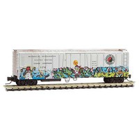51' Rib-Side Mechanical Reefer - Ready to Run Northern Pacific 620 (Weathered, silver, Christmas Graffiti) - Z-Scale