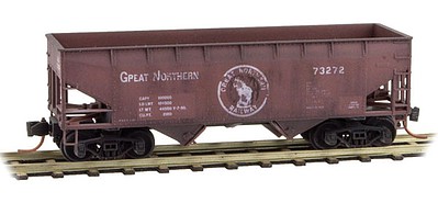 Micro-Trains 33 2-Bay Offset-Side Hopper - Ready to Run Great Northern #73272 (Weathered, Boxcar Red, Silhouette Logo) - N-Scale