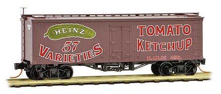 Micro-Trains 36 Wood-Sheathed Ice Reefer - Ready to Run Heinz 456 (Boxcar Red, red, Billboard 57, green, Ketchup, Series Car 12) - N-Scale
