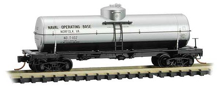 Micro-Trains 39 Single-Dome Tank Car - Ready to Run US Navy T-102 (silver, black) - N-Scale