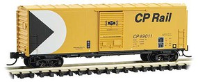 Micro-Trains 40' Single-Door Boxcar No Roofwalk Ready to Run Canadian Pacific 49011 (yellow, black, white, Multimark Logo) N-Scale Micro-Trains 40' Single-Door Boxcar No Roofwalk Ready to Run Canadian Pacific 49011 (yellow, black, white, Multimark Logo) N-Scale