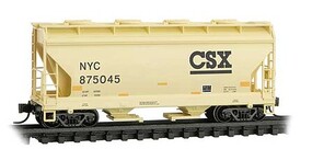 Micro-Trains ACF 39' 2-Bay Center-Flow Covered Hopper Round Hatches Ready to Run CSX NYC #875045 (tan, black) N-Scale