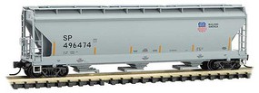 Micro-Trains ACF 3-Bay Center Flow Covered Hopper with Elongated Hatches Ready to Run Union Pacific SP 496474 (gray, yellow conspicuity marks, Building America Lo N-Scale Micro-Trains ACF 3-Bay Center Flow Covered Hopper with Elongated Hatches Ready to Run Union Pacific SP 496474 (gray, yellow conspicuity marks, Building America Lo N-Scale