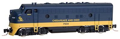 Micro-Trains EMD F7A - Standard DC Chesapeake & Ohio #7034 (blue, yellow) - Z-Scale