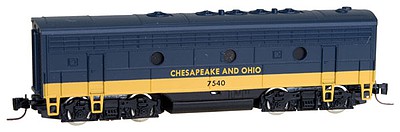 Micro-Trains EMD F7B - Standard DC Chesapeake & Ohio #7540 (blue, yellow) - Z-Scale