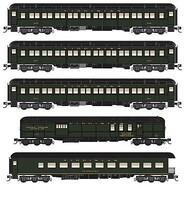 Micro-Trains Heavyweight Passenger 5-Car Set w/Jewel Cases Ready to Run Virginian (Pullman Green, black) N-Scale