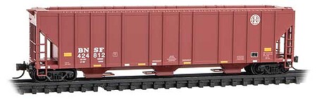 Micro-Trains Evans 100-Ton 3-Bay Covered Hopper - Ready to Run BNSF Railway #424812 (Boxcar Red, Small Circle/Cross, Yellow Conspicuity Mar - N-Scale
