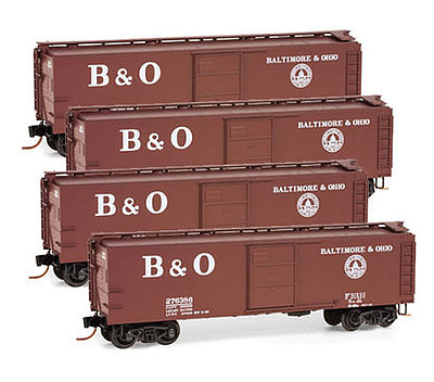 Micro-Trains 40 Boxcar Runner Pack Baltimore & Ohio (4) N Scale Model Train Freight Car Set #99300101