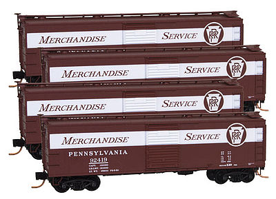 Micro-Trains 40 Boxcar Runner Pack Pennsylvania RR (4) N Scale Model Train Freight Car Set #99300105
