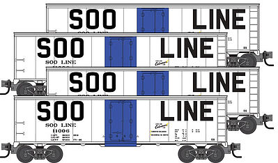 Micro-Trains 40 Steel Ice Reefer 4-Car Runner Pack Soo Line N Scale Model Train Freight Car Set #99300112