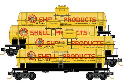 Micro-Trains 39 Single-Dome Tank Car 4-Car Runner Pack - Ready to Run Shell Products SCAX #622, 623, 625, 627 (yellow, red, black, Billboard Lette - N-Scale