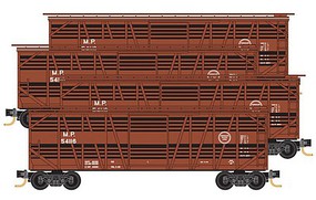 Micro-Trains 40' Despatch Stock Car 4-Pack Ready to Run Missouri Pacific 54116, 54130, 54133, 54145 (Boxcar Red, white, Buzz Saw) N-Scale Micro-Trains 40' Despatch Stock Car 4-Pack Ready to Run Missouri Pacific 54116, 54130, 54133, 54145 (Boxcar Red, white, Buzz Saw) N-Scale