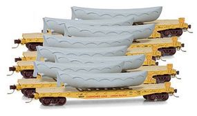 Micro-Trains 50' Fishbelly Flatcar With Boat Load Union Pacific N Scale Model Train Freight Car #99300805 Micro-Trains 50' Fishbelly Flatcar With Boat Load Union Pacific N Scale Model Train Freight Car #99300805