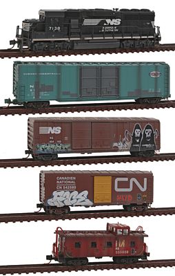 Micro-Trains Diesel Freight Train-Only Set Norfolk Southern (Weathered, graffiti) - N-Scale