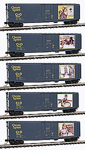 Micro-Trains 5 Plug-Door Boxcars Chessie Vintage Advertising N Scale Model Train Freight Car #99321150