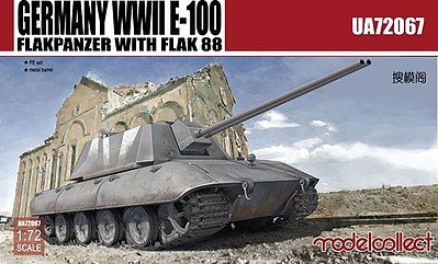 Model-Collect WWII E100 Flakpanzer Tank with Flak 88 Gun Plastic Model Military Vehicle 1/72 #72067