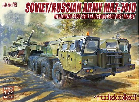 Model-Collect 1/72 Soviet/Russian Army MAZ7410 w/ChMZAP9990 Semi-Trailer & T80BV MBT