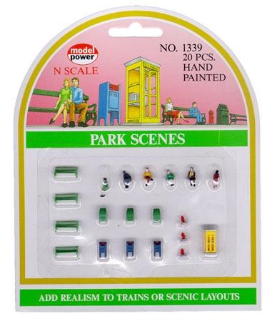 Model-Power Park Scenes (20) N Scale Model Railroad Figure #1339