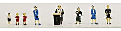 Model-Power Pastor & Congregants with Pulpit (9) N Scale Model Railroad Figure #1352