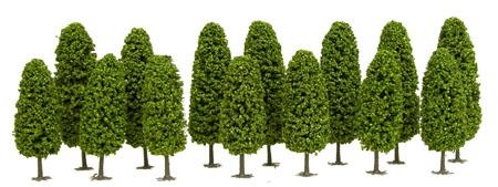 Model-Power Assorted Trees Medium Green - Spring 4-1/2 to 5-3/4 pkg(14) - HO-Scale