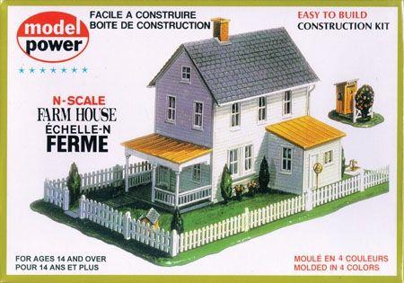 Model-Power Building Kits Farmhouse - 5 x 3-3/4 12.5 x 9.3cm - N-Scale