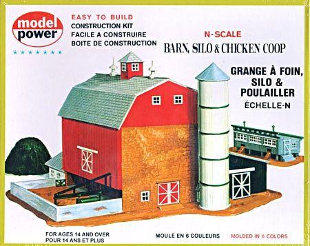 Model-Power Building Kits Barn, Silo & Chicken Coop - N-Scale