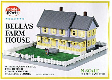 Model-Power Bellas Farm House Kit N Scale Model Railroad Building #1559