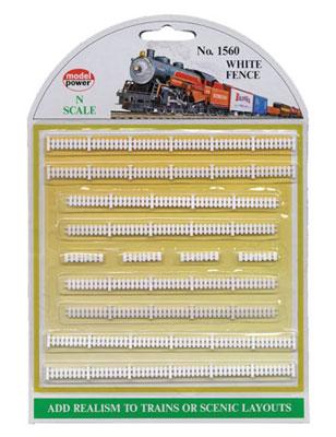Model-Power White Fences N Scale Model Railroad Trackside Accessory #1560