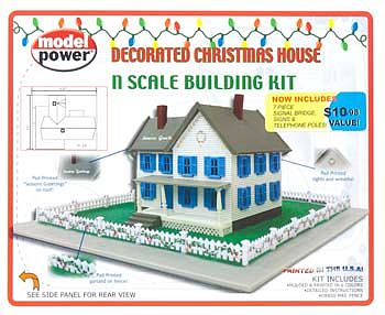 Model-Power Decorated Christmas House N Scale Model Railroad Building #1590