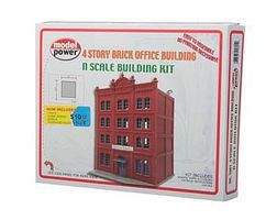 4-Story Brick Office Building Kit N Scale Model Railroad Building #1601