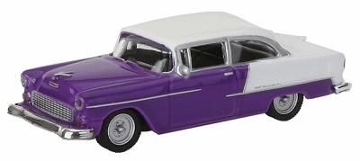 Model-Power Diecast Automobiles - Chevrolet 1955 Belair (Purple, white) - HO-Scale