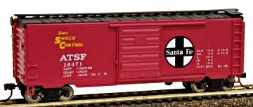 Model-Power 40 Steel Box Car Atchison, Topeka & Santa Fe (Red, black - Large Logo, Ship & Travel) - HO-Scale