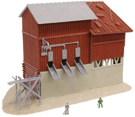 Model-Power Station & Gravel Depot Lighted Built-Up N Scale Model Railroad Building #2568