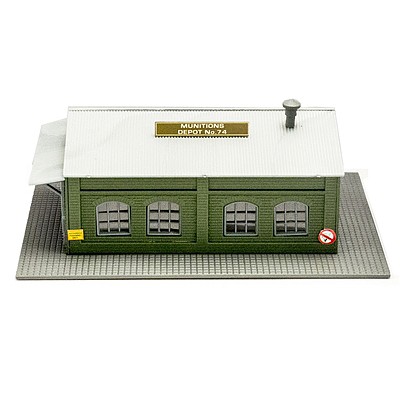 Model-Power Army Munitions Depot Built-Up N Scale Model Railroad Building #2595