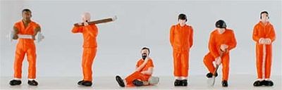 Model-Power Prisoners with Solid Orange Uniforms (6) HO Scale Model Railroad Figure #5784
