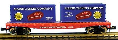 Model-Power 50 Maine Casket Co. Flatcar with 2 Containers N Scale Model Train Freight Car #84050