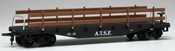 Model-Power 40 Flatcar w/Guard Rails Atchison, Topeka & Santa Fe - HO-Scale