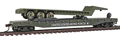 Model-Power 51 Flatcar w/LowBoy Transporter United States Army - HO-Scale