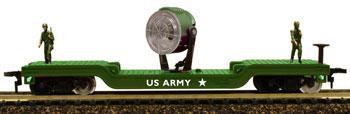 Model-Power Flat Car w/US Army Search Light Military Action Series HO Scale Model Train Freight Car #98664